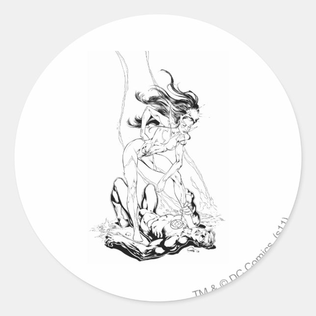 Pegatina Redonda Linterna verde y zafiro estrella (Anverso)