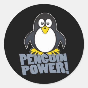 Pegatina Redonda Linux Penguin Power