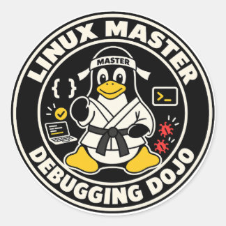Pegatina Redonda Linux Pingüino Tux Arte de Fan - Maestro Dojo