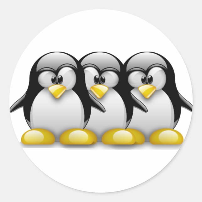 PEGATINA REDONDA LINUX TUX BROTHERS (Anverso)