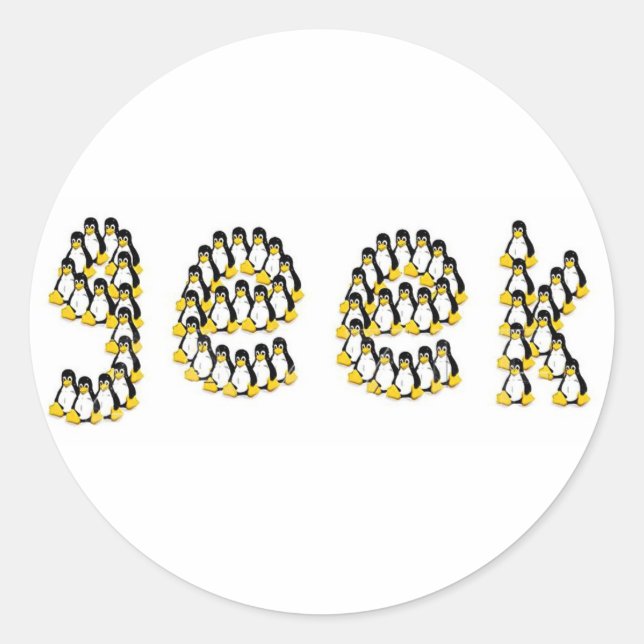 Pegatina Redonda Linux Tux Geek (Anverso)