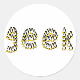 Pegatina Redonda Linux Tux Geek