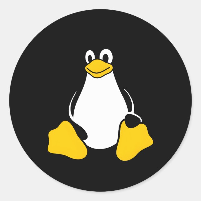 Pegatina Redonda Linux Tux Penguin Open Source Nerd Geek (Anverso)