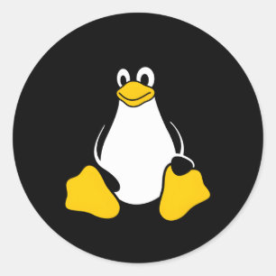 Pegatina Redonda Linux Tux Penguin Open Source Nerd Geek