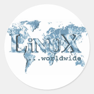 Pegatina Redonda Linux Worldwide