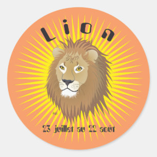Pegatina Redonda Lion 23 juillet au 22 août Autocollants