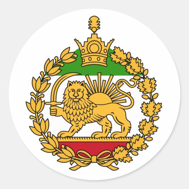 Pegatina Redonda lion and sun flag of iran (Anverso)