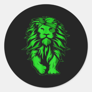 Pegatina Redonda Lion Green Bandana Mental Health Awareness Survivo