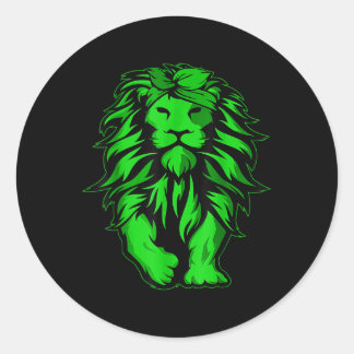 Pegatina Redonda Lion Green Bandana Mental Health Awareness Survivo