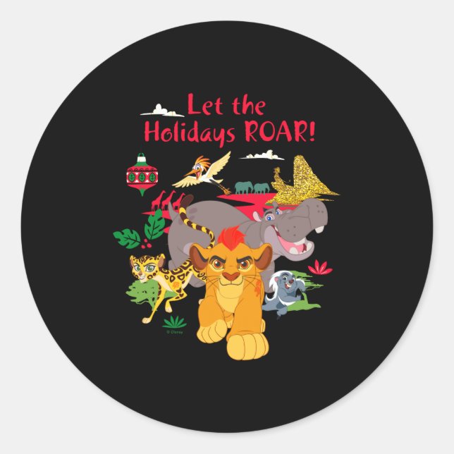 Pegatina Redonda Lion Guard Let The Holidays Roar  (Anverso)