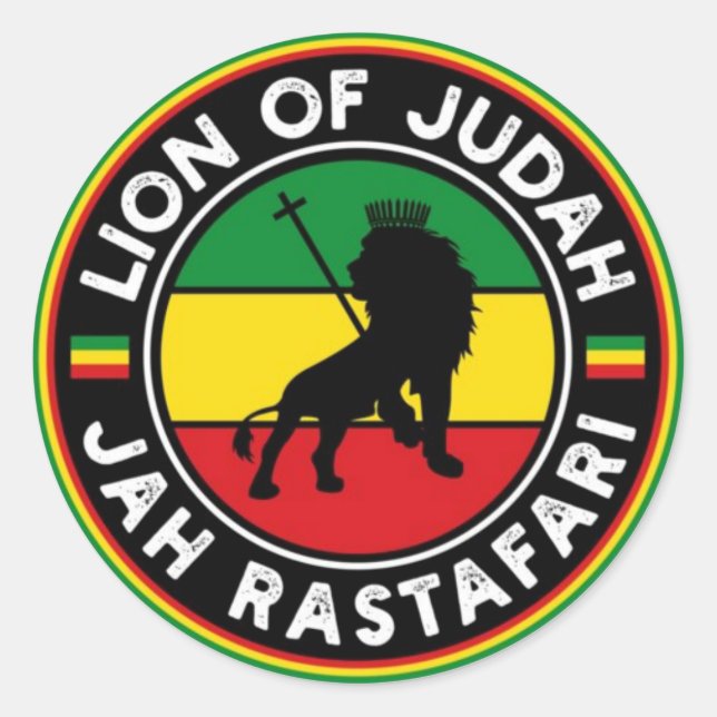 Pegatina Redonda Lion of Judah Jah Rastafari Rasta Reggae Roots (Anverso)