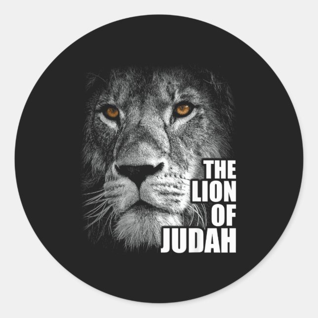 Pegatina Redonda Lion Of Judah Jesus Christian Faith Over Fear  (Anverso)