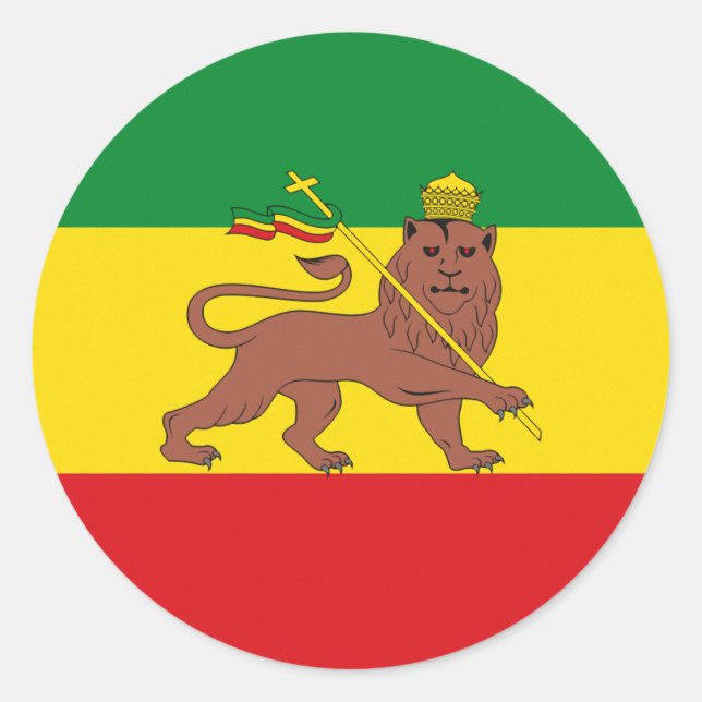 Pegatina Redonda Lion of Judah Rasta Livity Roots Sticker (Anverso)
