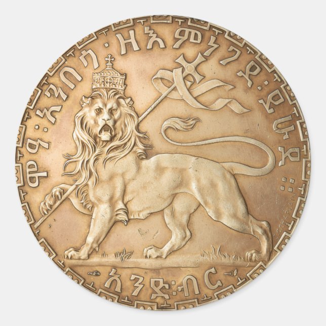 Pegatina Redonda Lion of Judah Rasta Reggae Roots Jah Rastafari  (Anverso)