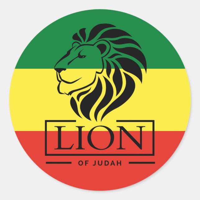 Pegatina Redonda Lion of Judah - Rastafara Jah Rastafari bordadora (Anverso)