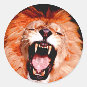 Pegatina Redonda Lion Roaring