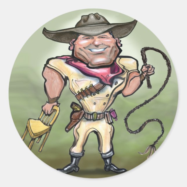 Pegatina Redonda Lion Tamer (Anverso)