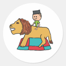 Pegatina Redonda Lion Taming