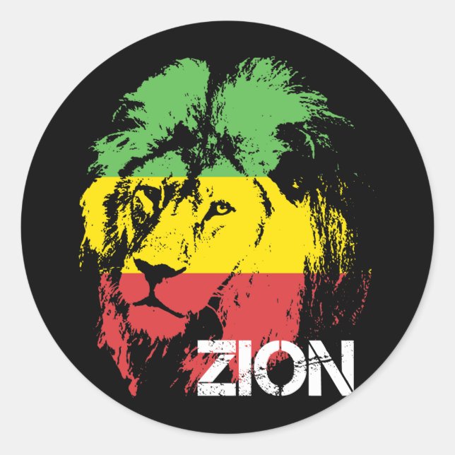 Pegatina Redonda Lion Zion (Anverso)