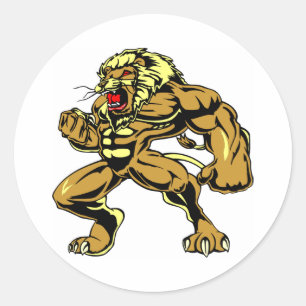 Pegatina Redonda Lionman blanco Leo