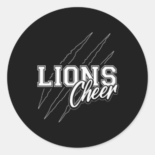 Pegatina Redonda Lions Cheer Equipo de Porristas Espíritu Escolar