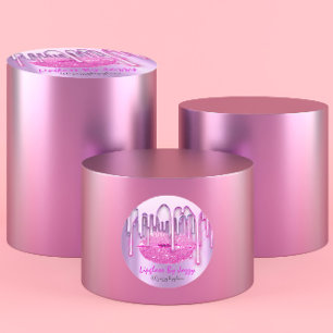 Pegatina Redonda Lipgloss By Makeup Perforaciones Rosadas Envasado
