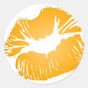 Pegatina Redonda Lips naranja