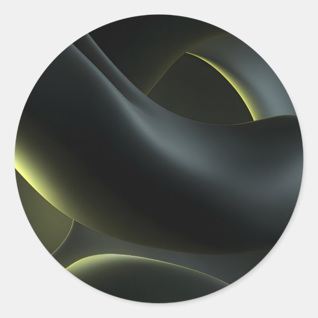 Pegatina Redonda Liquid Chrome Abstract: Dark Iridescence (Anverso)
