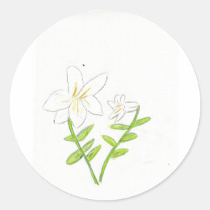 Pegatina Redonda Lirio blanco de la Pascua