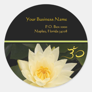 Pegatina Redonda Lirio de agua, Om  stickers