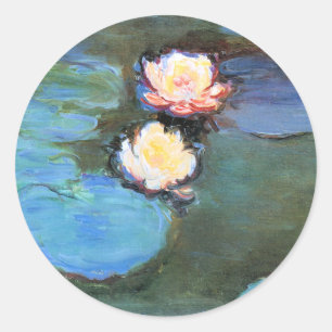 Pegatina Redonda Lirios de agua famosos de Monet, 1897-1899,