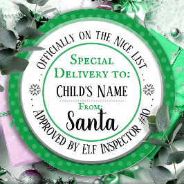Pegatina Redonda Lista Buena Oficial de Navidad Nombre Personalizad