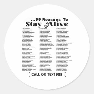 Pegatina Redonda Lista De 99 Razones Para Permanecer Vivos - Salud 