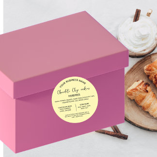 Pegatina Redonda lista de ingredientes de galletas de chocolate neg