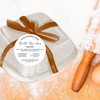 Pegatina Redonda lista de ingredientes de galletas de chocolate neg