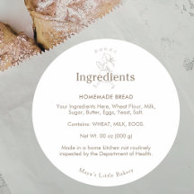 Lista de ingredientes de panadería vintage