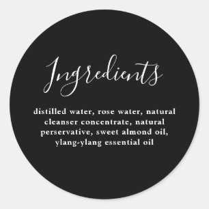 Pegatina Redonda Lista de ingredientes del producto Elegant Chic