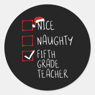 Pegatina Redonda Lista De Navidades De Profesores De Quinto Grado D