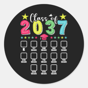 Pegatina Redonda Lista de verificación de graduación Cl de 2037 jar