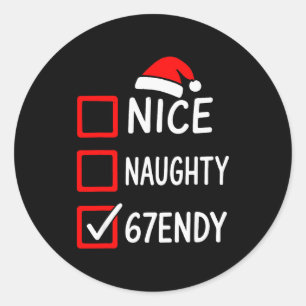 Pegatina Redonda Lista de verificación de Navidad 67endy – 6 7 Boni