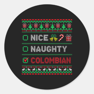 Pegatina Redonda Lista de verificación de Navidad colombiana agrada