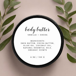 Pegatina Redonda Lista moderna de ingredientes blancos y elegantes