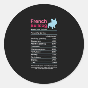 Pegatina Redonda Listas de ingredientes de Bulldog francesas