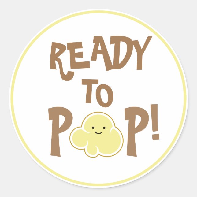 Pegatina Redonda Listo para activar el núcleo de palomitas de maíz (Anverso)