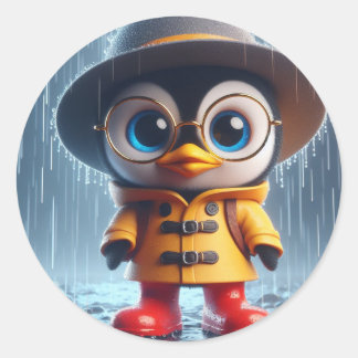 Pegatina Redonda Listo para cualquier pingüino