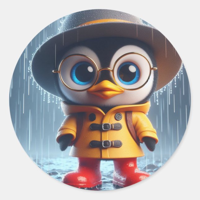 Pegatina Redonda Listo para cualquier pingüino (Anverso)