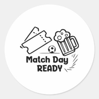 Pegatina Redonda Listo para el Día del Partido