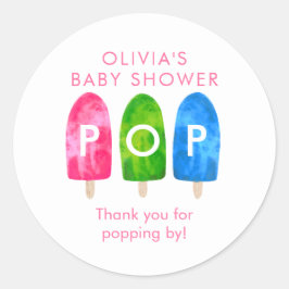 Pegatina Redonda Listo para estallar Popsicle Baby Shower Agradecim