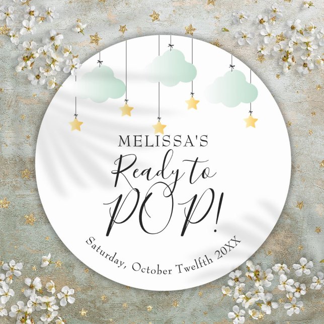 Pegatina Redonda Listo para explotar Twinkle Twinkle Baby Shower (Ready To POP Twinkle Twinkle Baby Shower Classic Round Sticker)