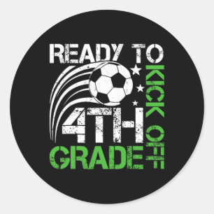 Pegatina Redonda Listo para iniciar fútbol de 4to grado Ll Retro Ck